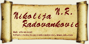 Nikolija Radovanković vizit kartica